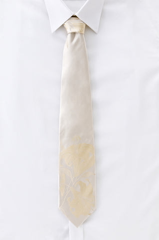 Lilium-White  Silk Tie