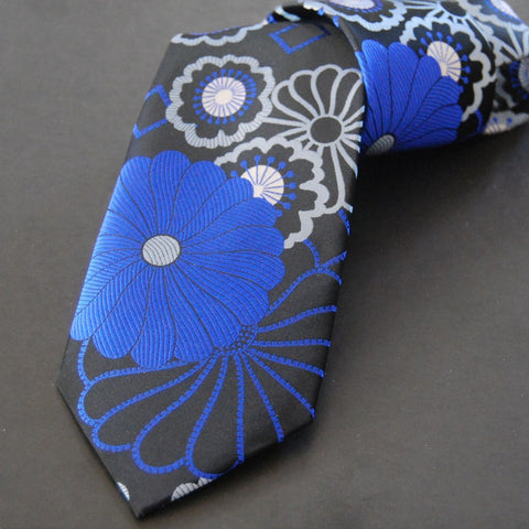 Shibori-Black & Double Blue Silk Tie