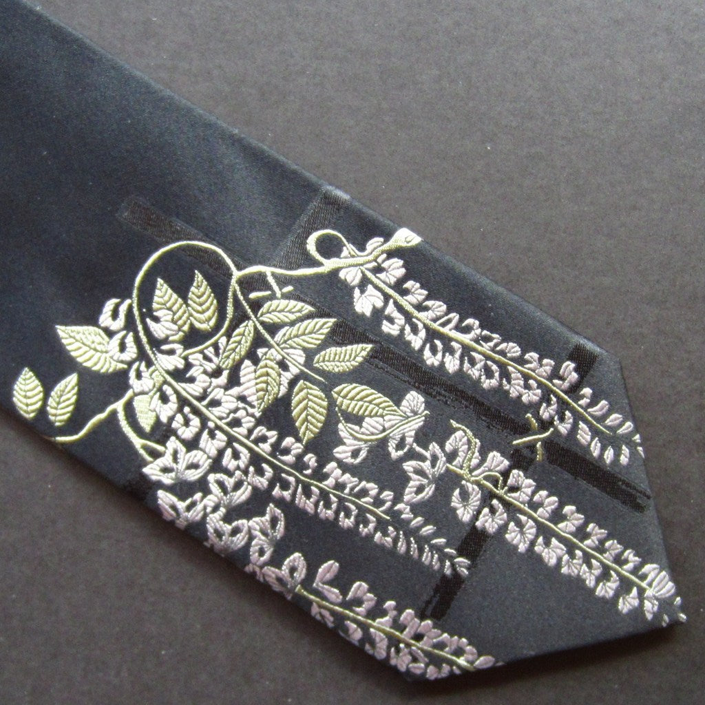 Wisteria-Black Silk Tie