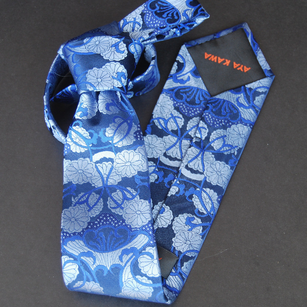 VASE - silver & blues on navy