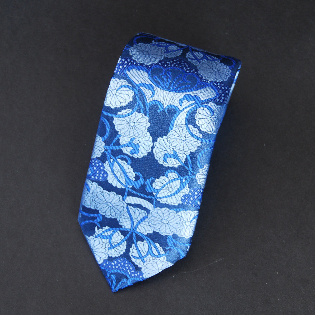 VASE - silver & blues on navy