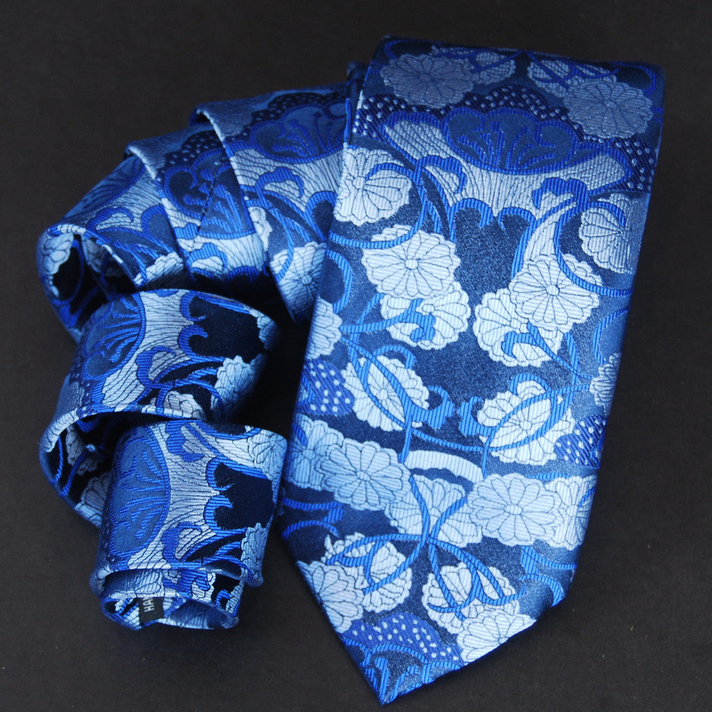 VASE - silver & blues on navy