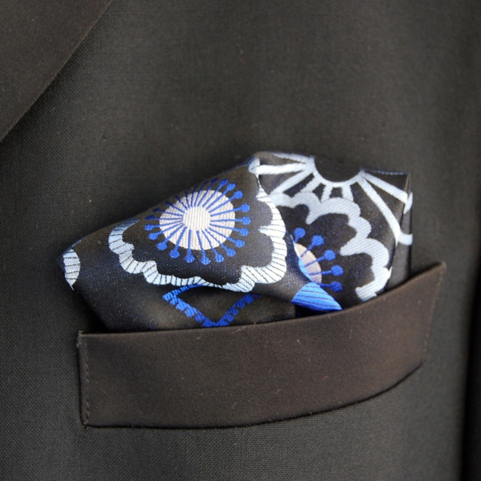 Black Shibori Pocket Square