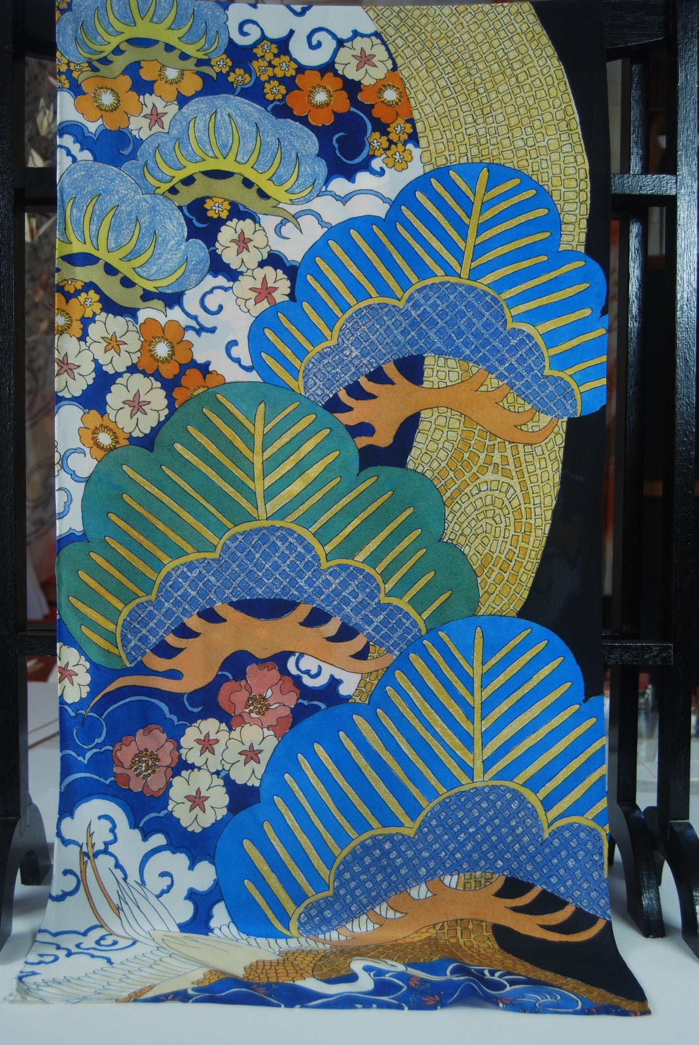 Japanese Pine long silk scarf