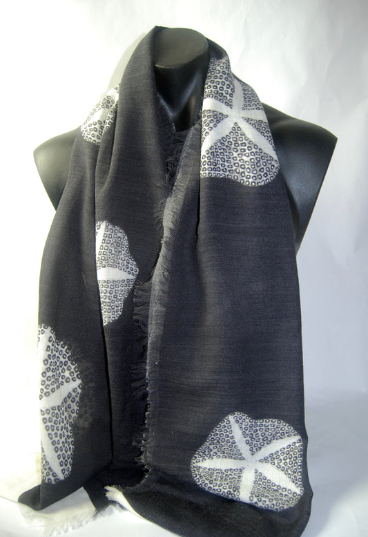 Black Morning Glory Silk Wool Men's scarf
