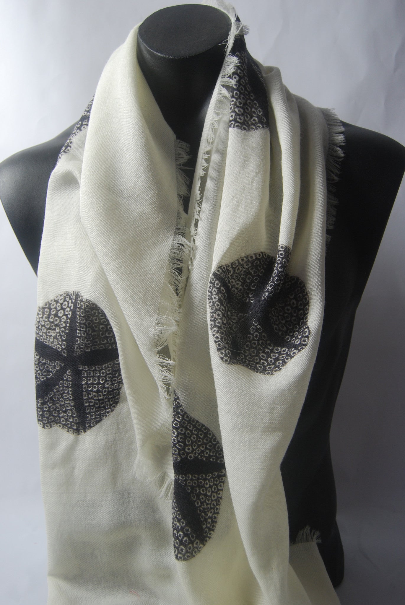 White Morning Glory Silk Wool Men's scarf