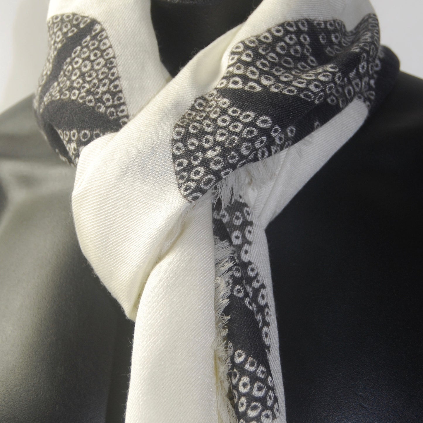 White Morning Glory Silk Wool Men's scarf