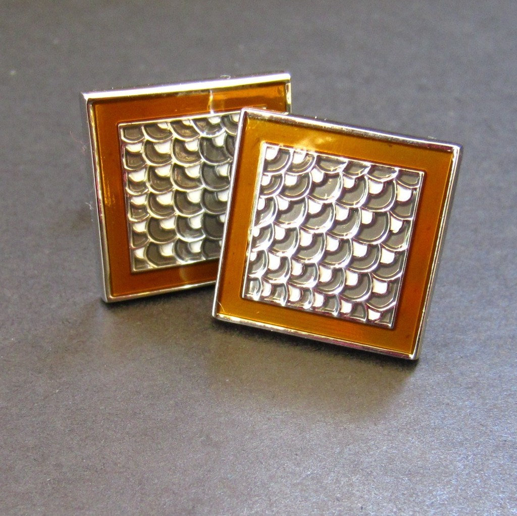 Scale Silver Gold Cuff Link
