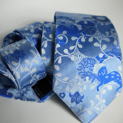Horse- blues Silk Tie