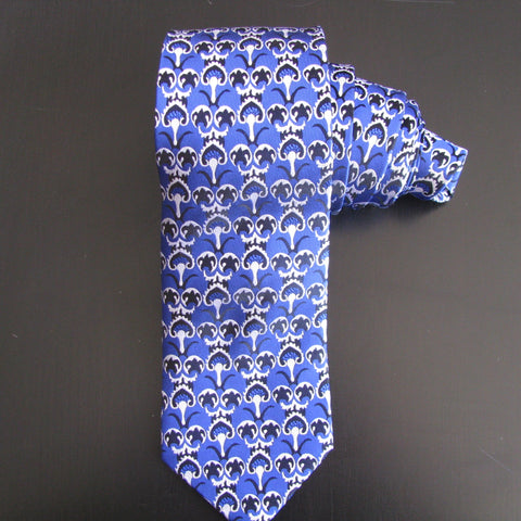 Black on blue Ottoman Design silk tie