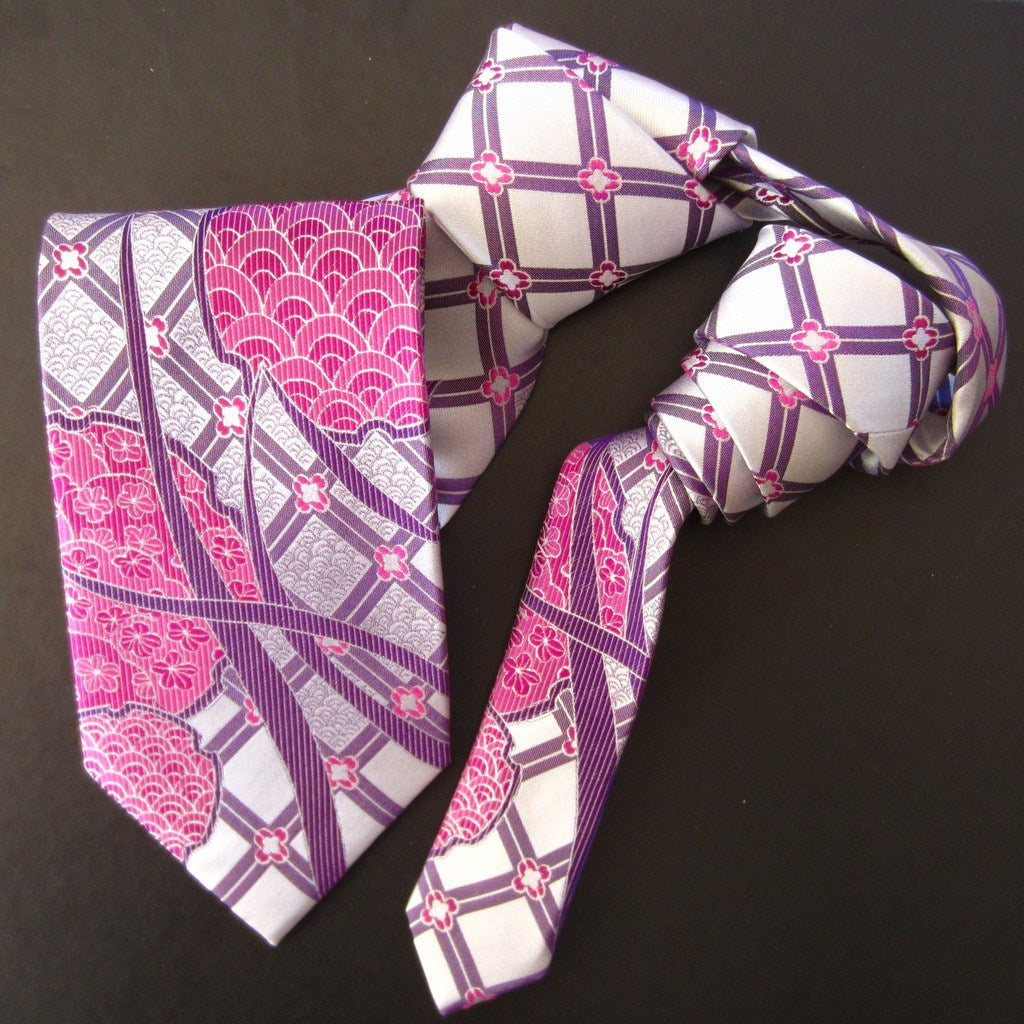 Hydrangea-Pink & Purple Silk Tie