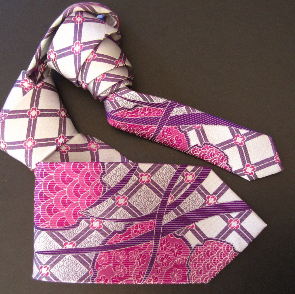 Hydrangea-Pink & Purple Silk Tie