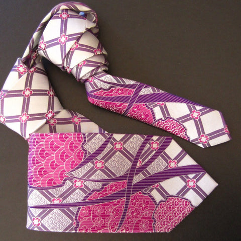 Hydrangea-Pink & Purple  Silk Tie