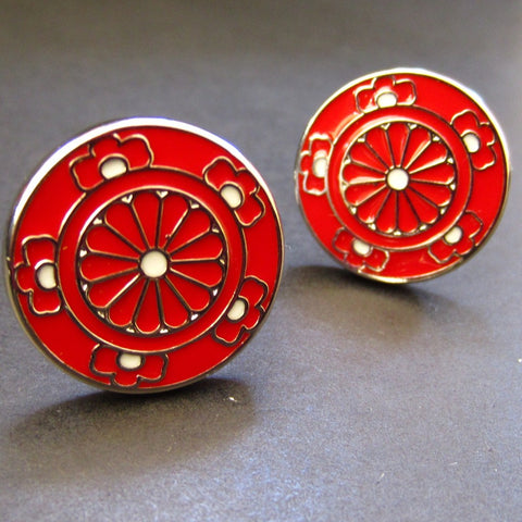 Red Double Flower Cuff Link