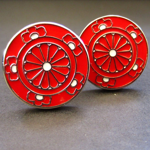 Red Double Flower Cuff Link