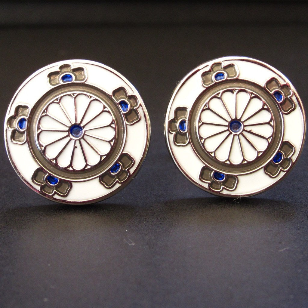 Blue Double Flower Cuff Link