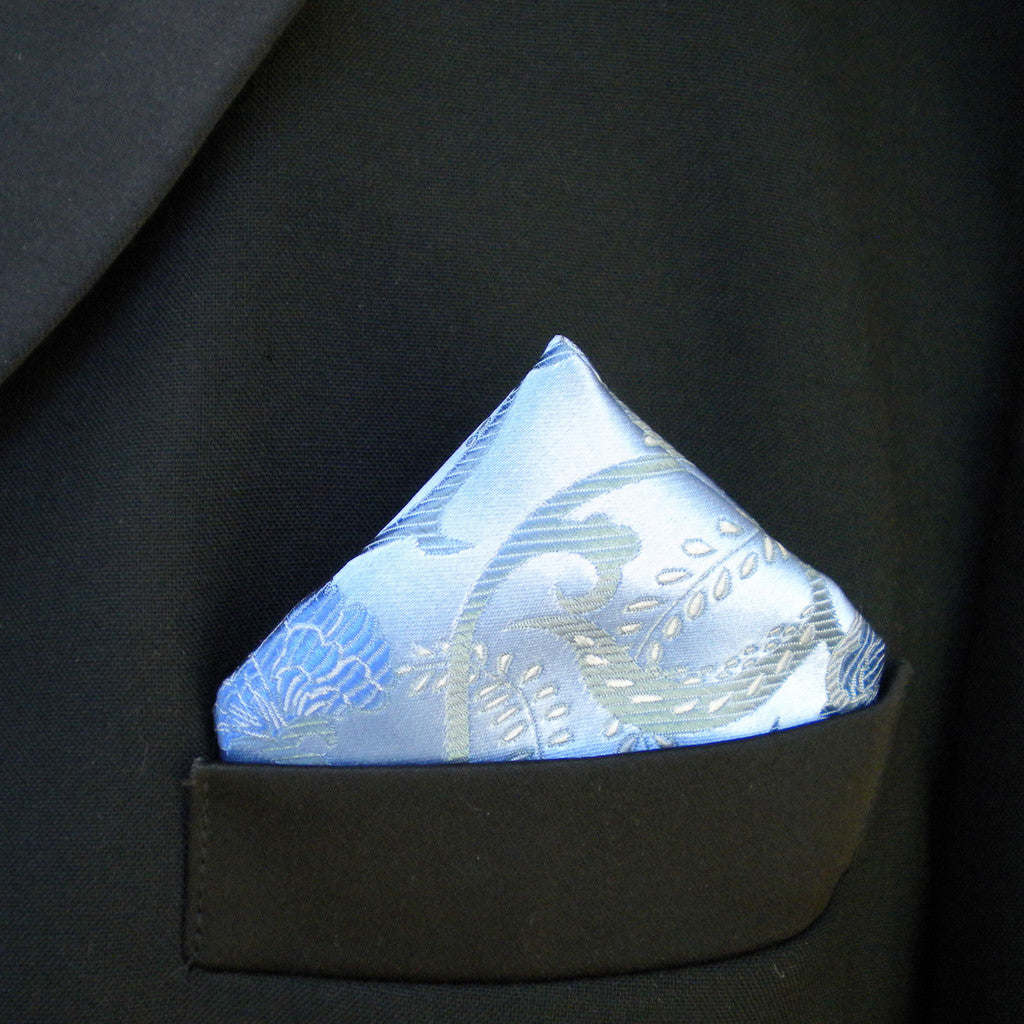 Blue on blue flower pocket square