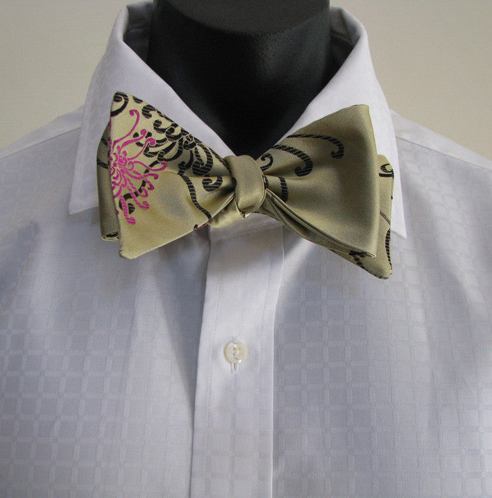 Gold spider & Blue black peony bowtie