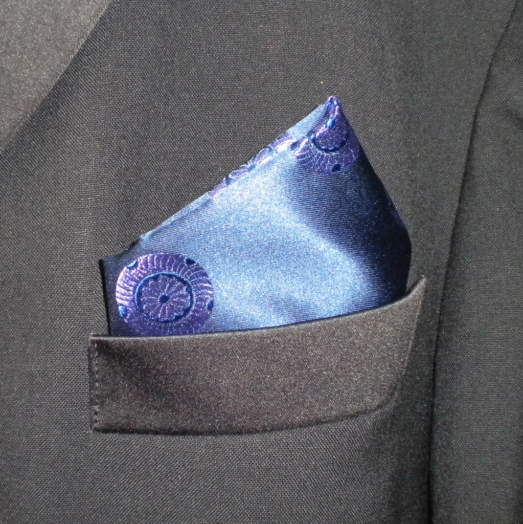 Navy Mon pocket square