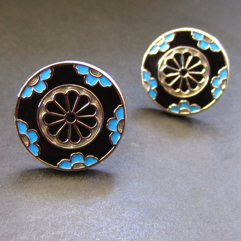 Dark Blue Carousel Cuff Link