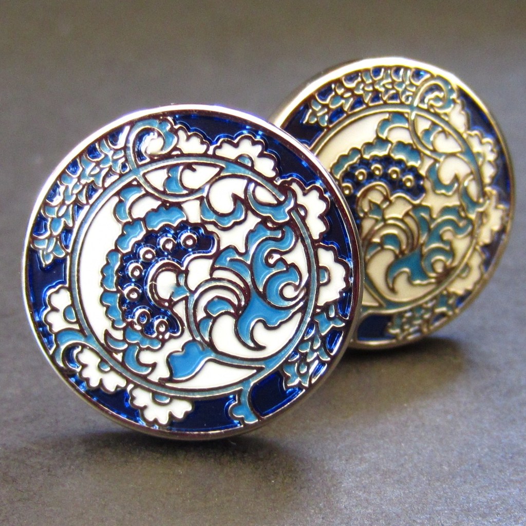 Blue Floral Cuff Link