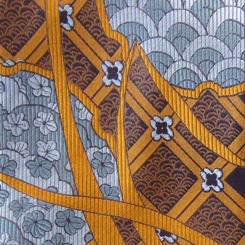Hydrangea-Blue & Gold  Silk Tie