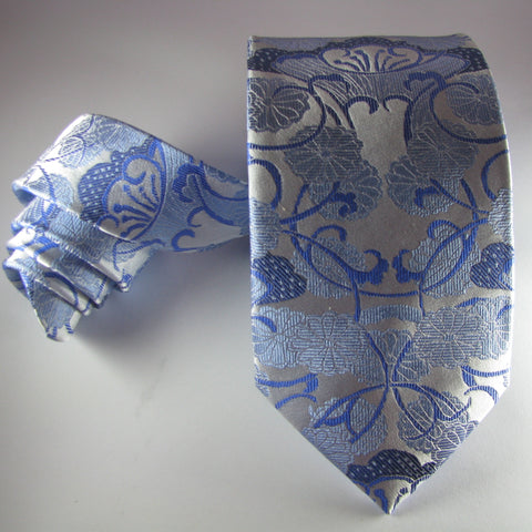 Pale blue vase silk tie