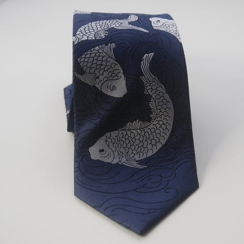 Koi-blue & silver  Silk Tie