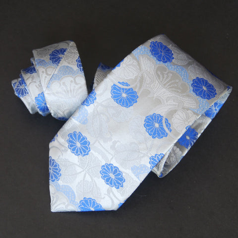 VASE - blue & grey on silver