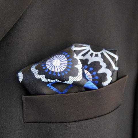 Black Shibori Pocket Square