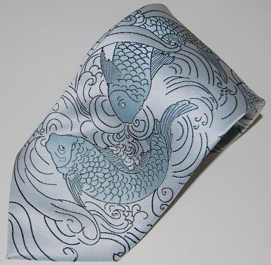Koi-White  Silk Tie