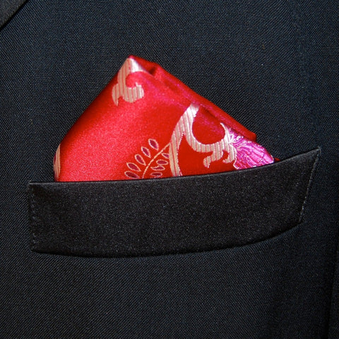 Red Flower Pocket Square