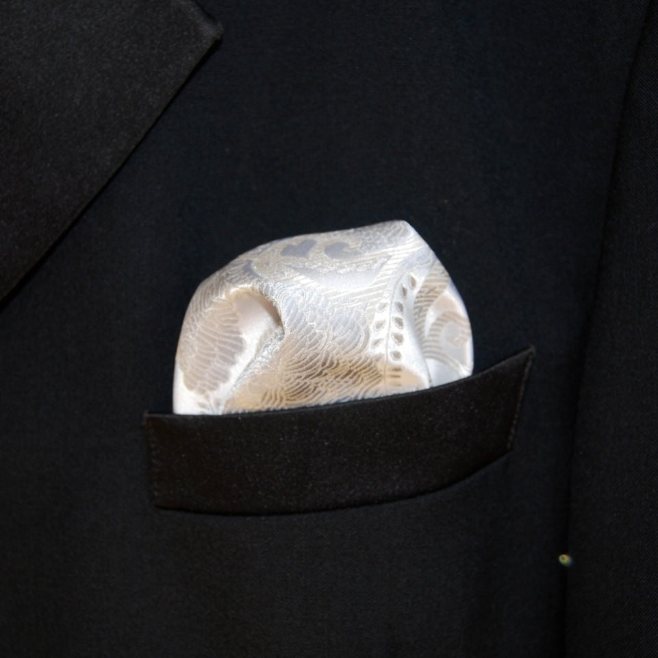 White Flower Pocket Square
