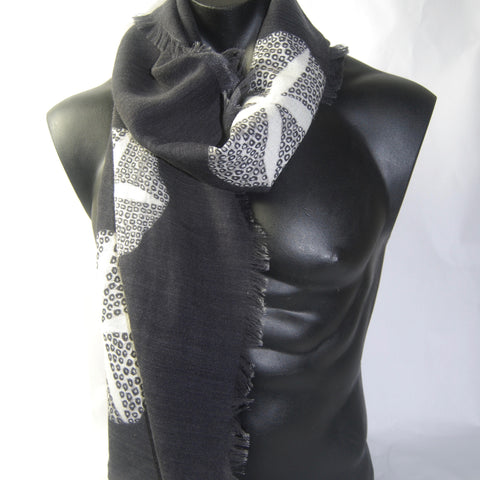 Black Morning Glory Silk Wool Men's scarf