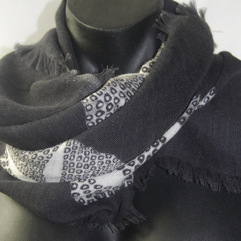 Black Morning Glory Silk Wool Men's scarf