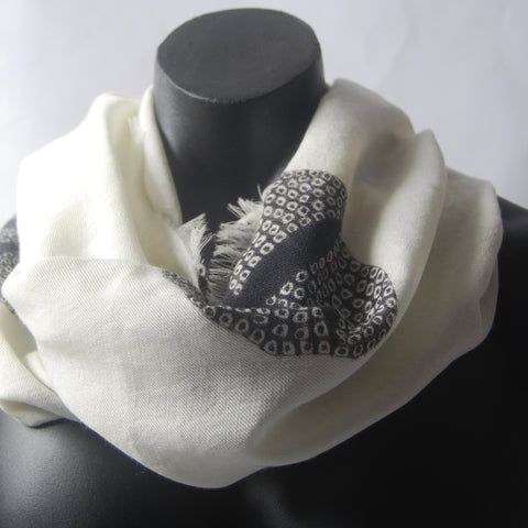 White Morning Glory Silk Wool Men's scarf