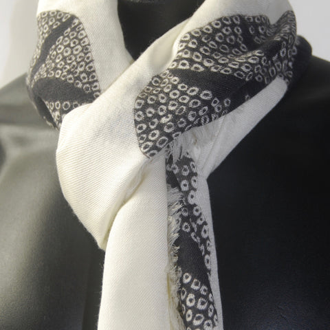 White Morning Glory Silk Wool Men's scarf