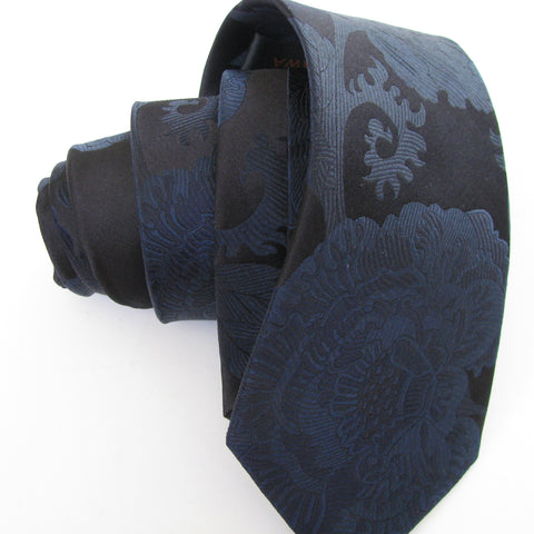 Peony - Blue & Black Silk Tie