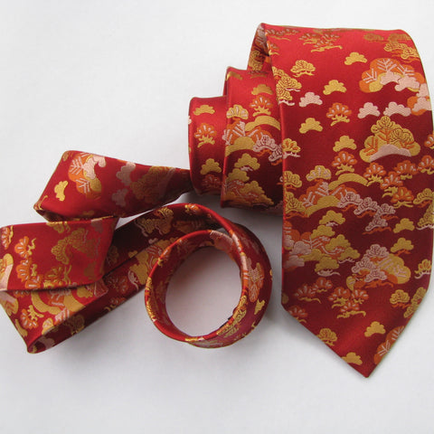 Red pine  Silk Tie