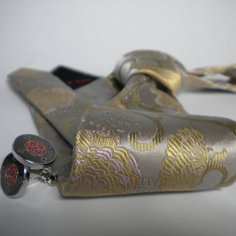 Flower-champagne & gold Silk Tie