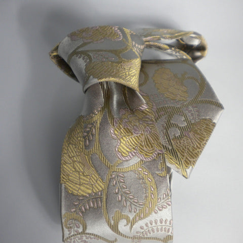 Flower-champagne & gold Silk Tie