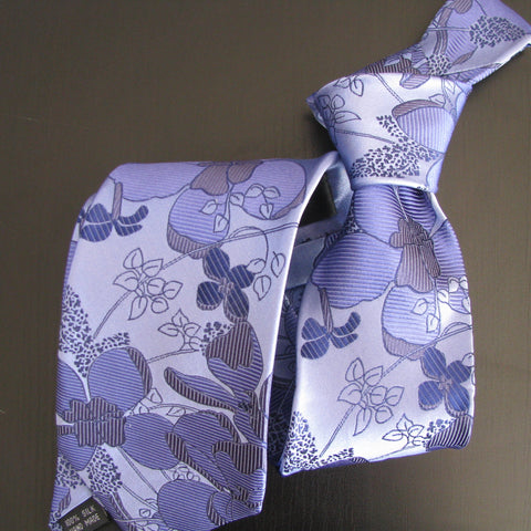 Lilac in shades of blue on palest blue silk tie
