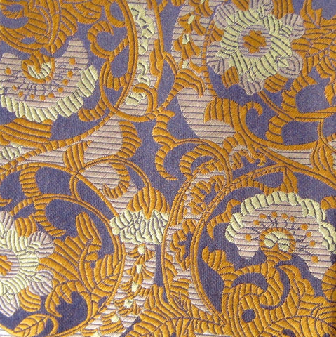 Floral-Blue, Silver & Gold  Silk Tie