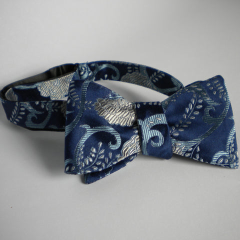 Navy flower bow tie