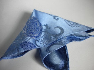 Blue on blue flower pocket square
