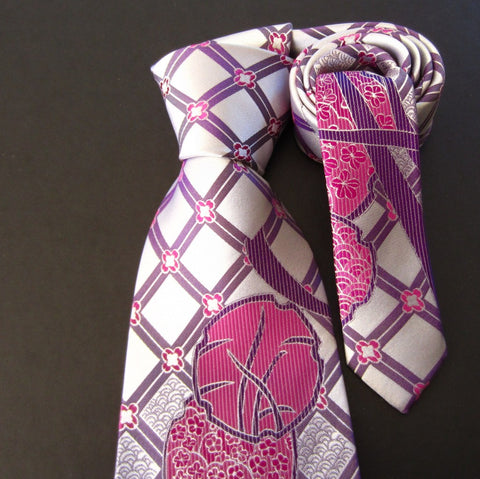 Hydrangea-Pink & Purple  Silk Tie