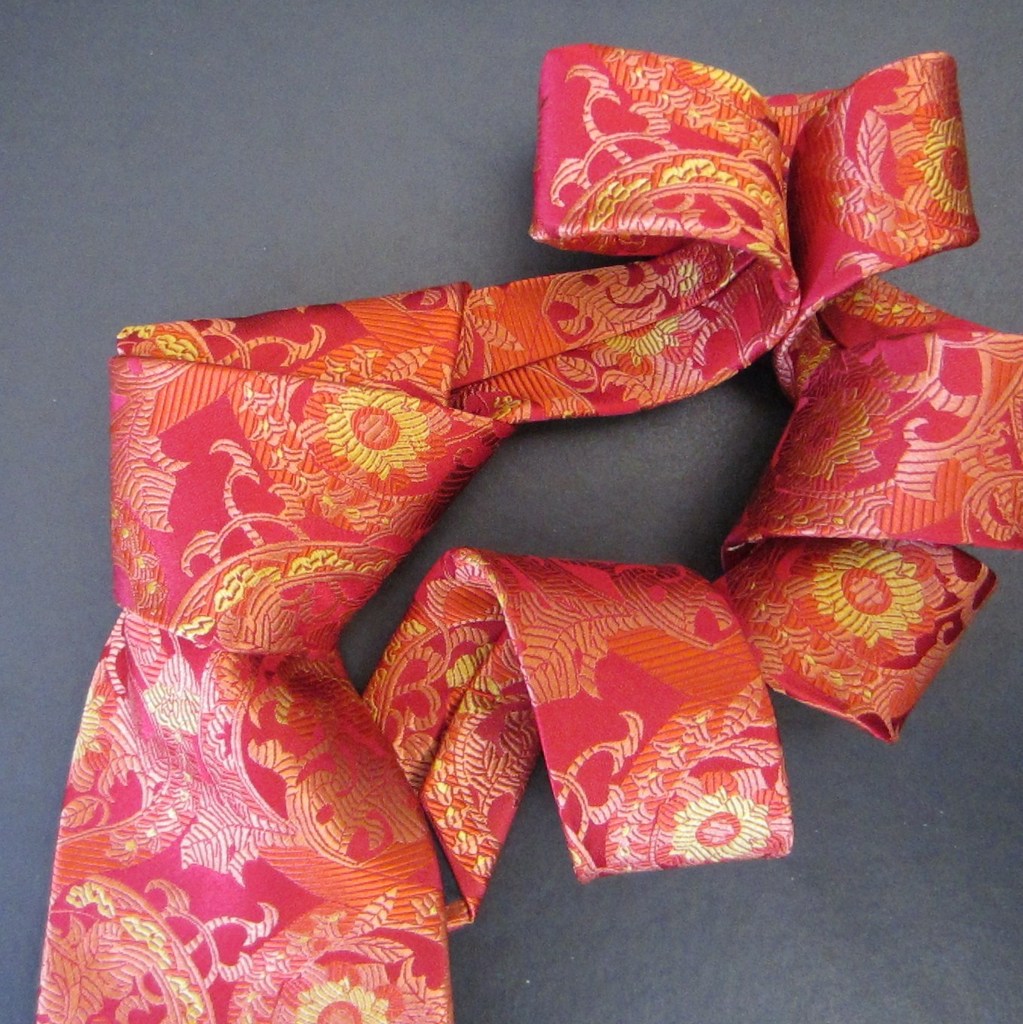 Floral-Red & Gold  Silk Tie