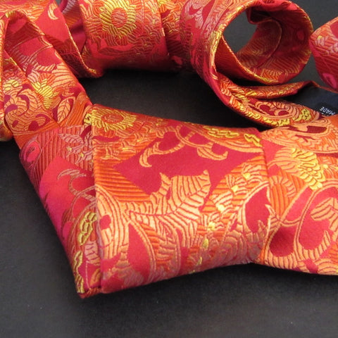 Floral-Red & Gold  Silk Tie