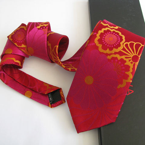 Shibori-Red & Pink  Silk Tie