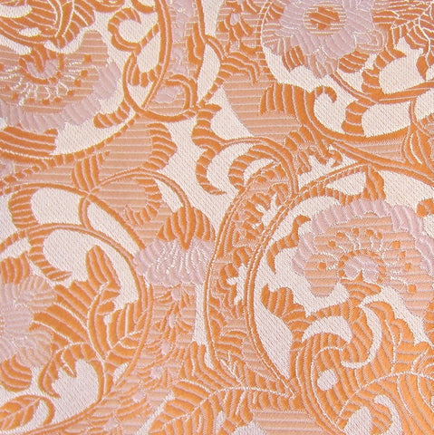 Floral White and Salmon Silk Tie
